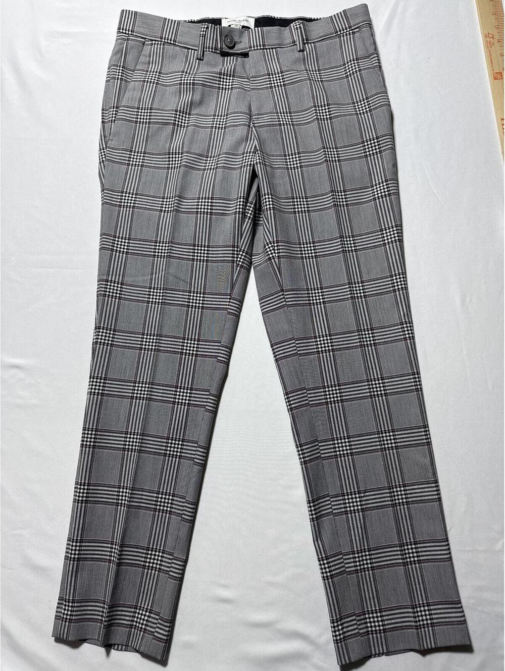 River Island London Grey Plaid Trousers 30x30 – Smart Enough